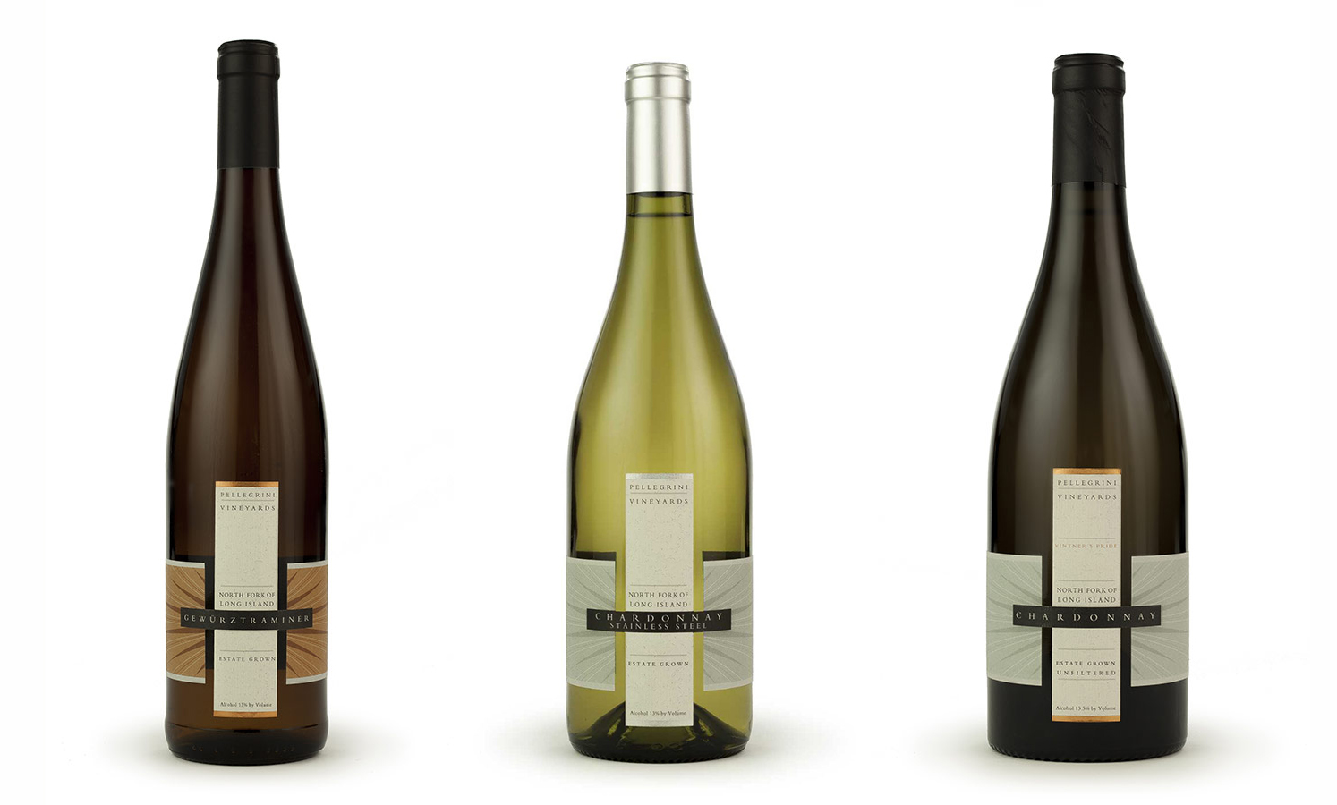 Pellegrini Vineyards 2019 Gewurztraminer, Stainless Steel Chardonnay, and Vintner’s Pride Chardonnay