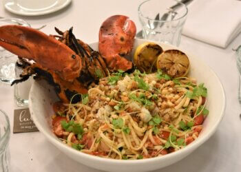 The grilled lobster and linguini at Duryea’s Orient Point