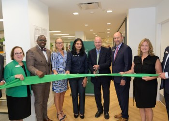 Jeff Palma, Anita Nigrel, Quincy Kingston, Bridget Fleming ,Shaista, Khalid,Stan Glinka, Jason Lipiec, WHB Mayor Maria Moore, RIck Reustle at the M&T Bank Ribbon Cutting