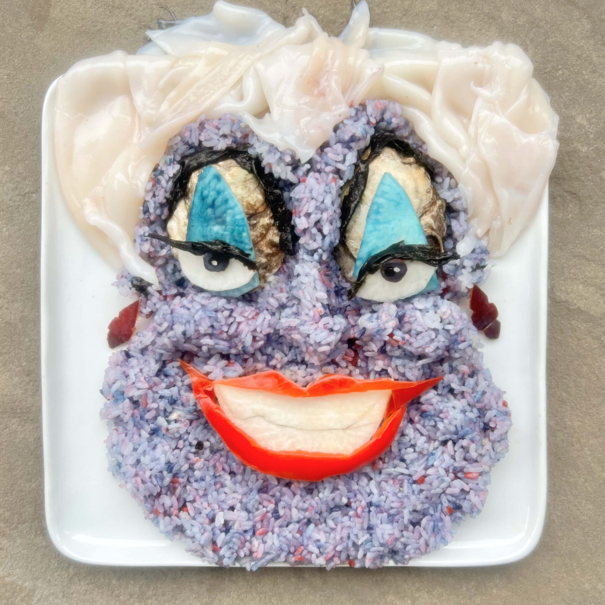 Ursula made with Citarella calamari and Montauk oysters, food art by Harley Langberg
