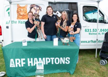 ARF (Animal Rescue Fund) with adoptable dogs at the Hampton Classic