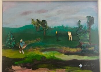 A 3D acrylic golf course scene by Ava Rado Harte