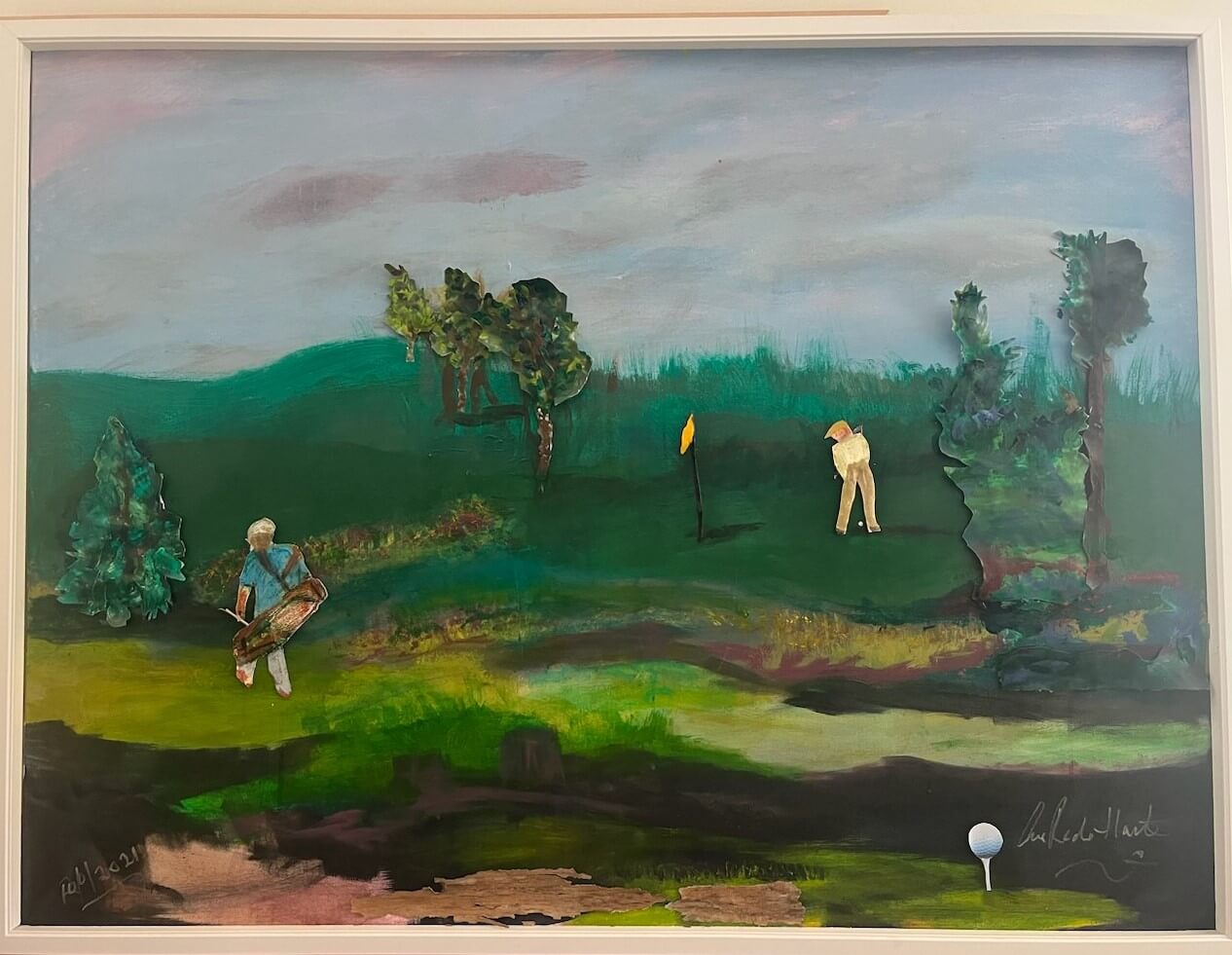 A 3D acrylic golf course scene by Ava Rado Harte