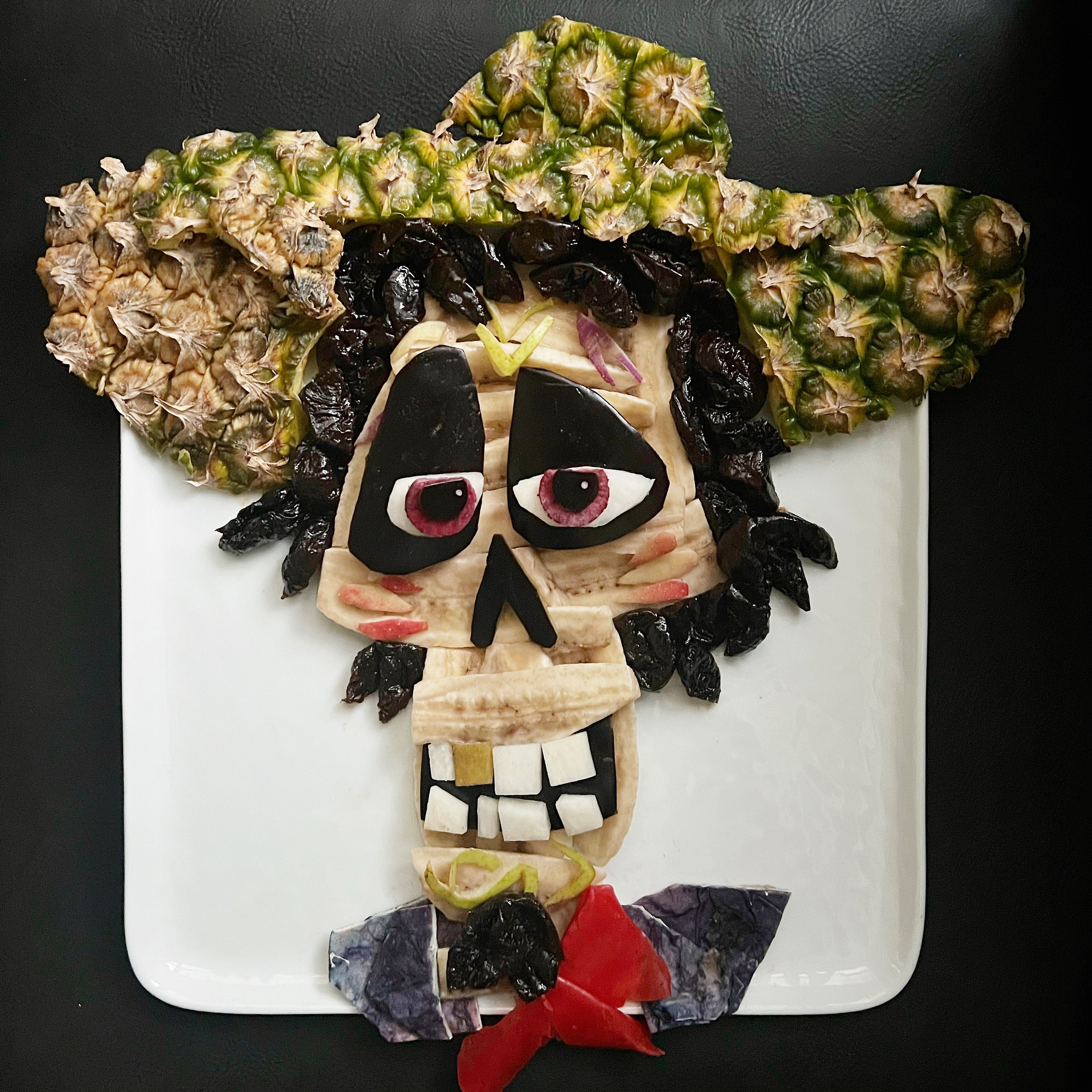 Hector from Pixar's Coco, food art by Harley Langberg