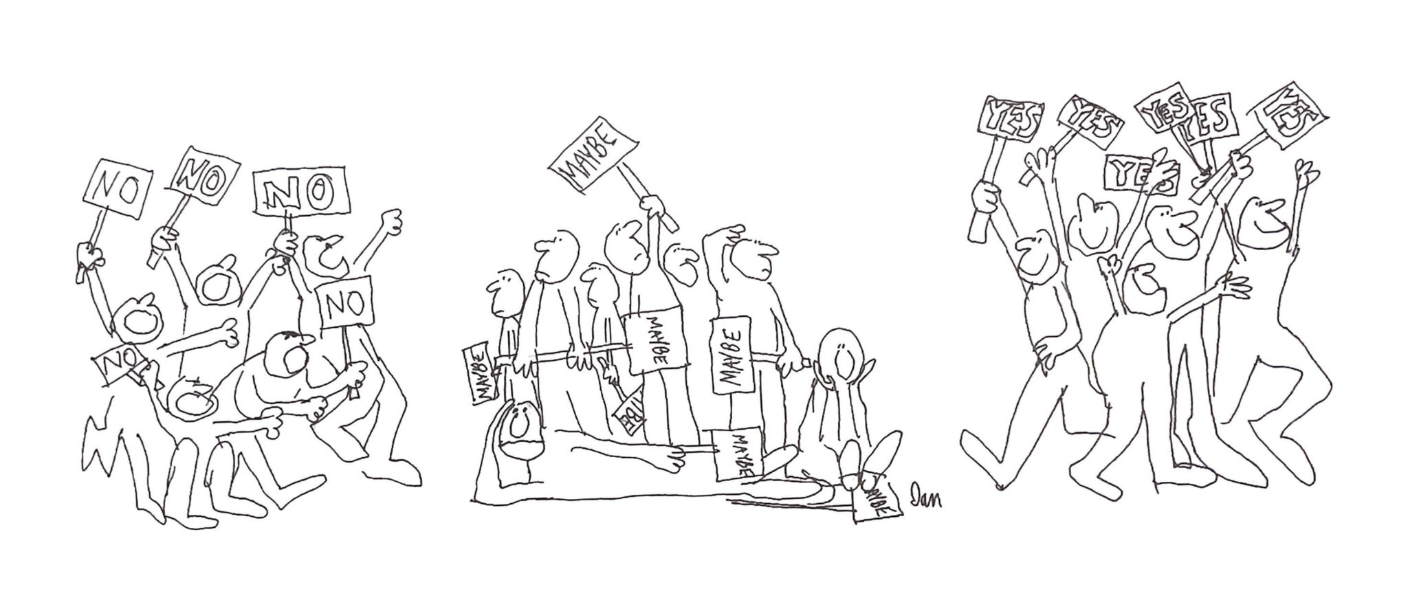 Protestors cartoon, could be about John Paulson and Lake Agawam