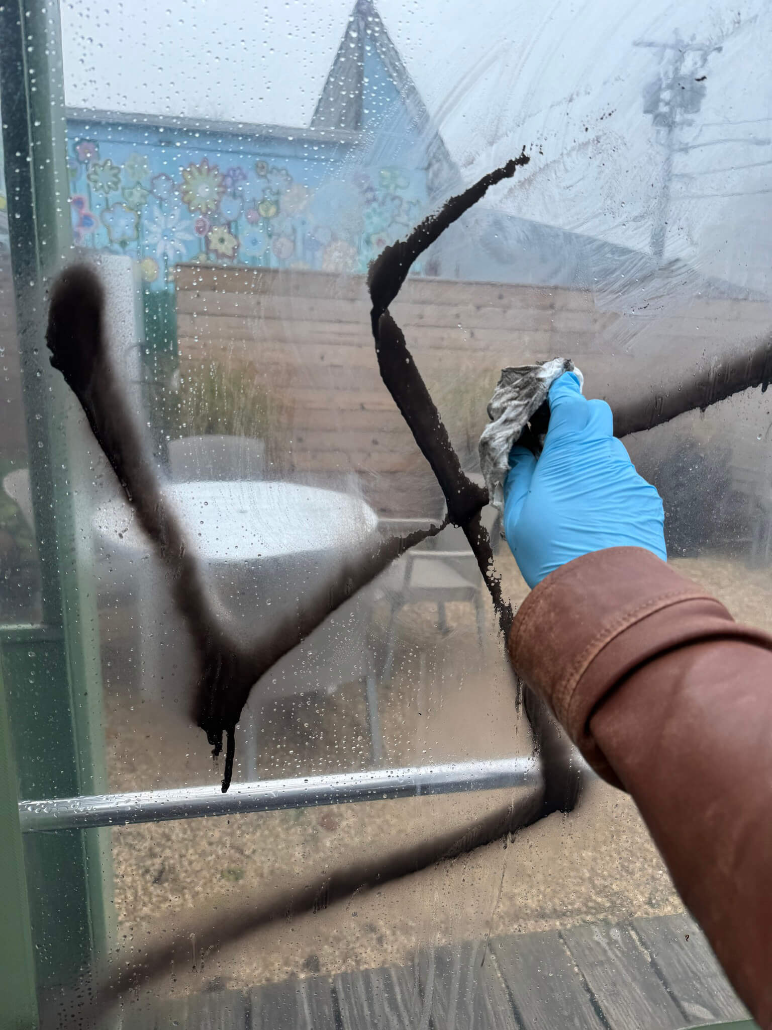 Cleaning the hateful anti-Semitic swastika Nazi graffiti in Montauk