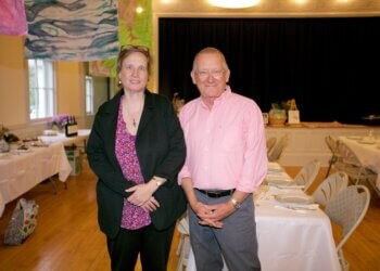 Rev. Valerie Freseman, Board of Trustees President Mark Sisson at the Harvest Potluck