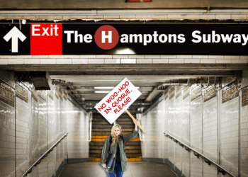 Though outraged, Quogue protesters kept their signs polite on the Hamptons Subway