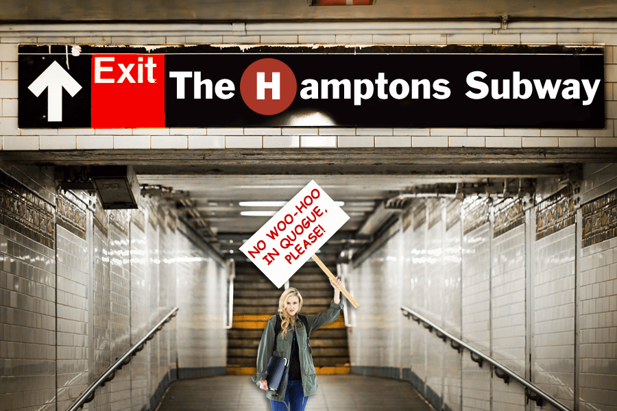 Though outraged, Quogue protesters kept their signs polite on the Hamptons Subway