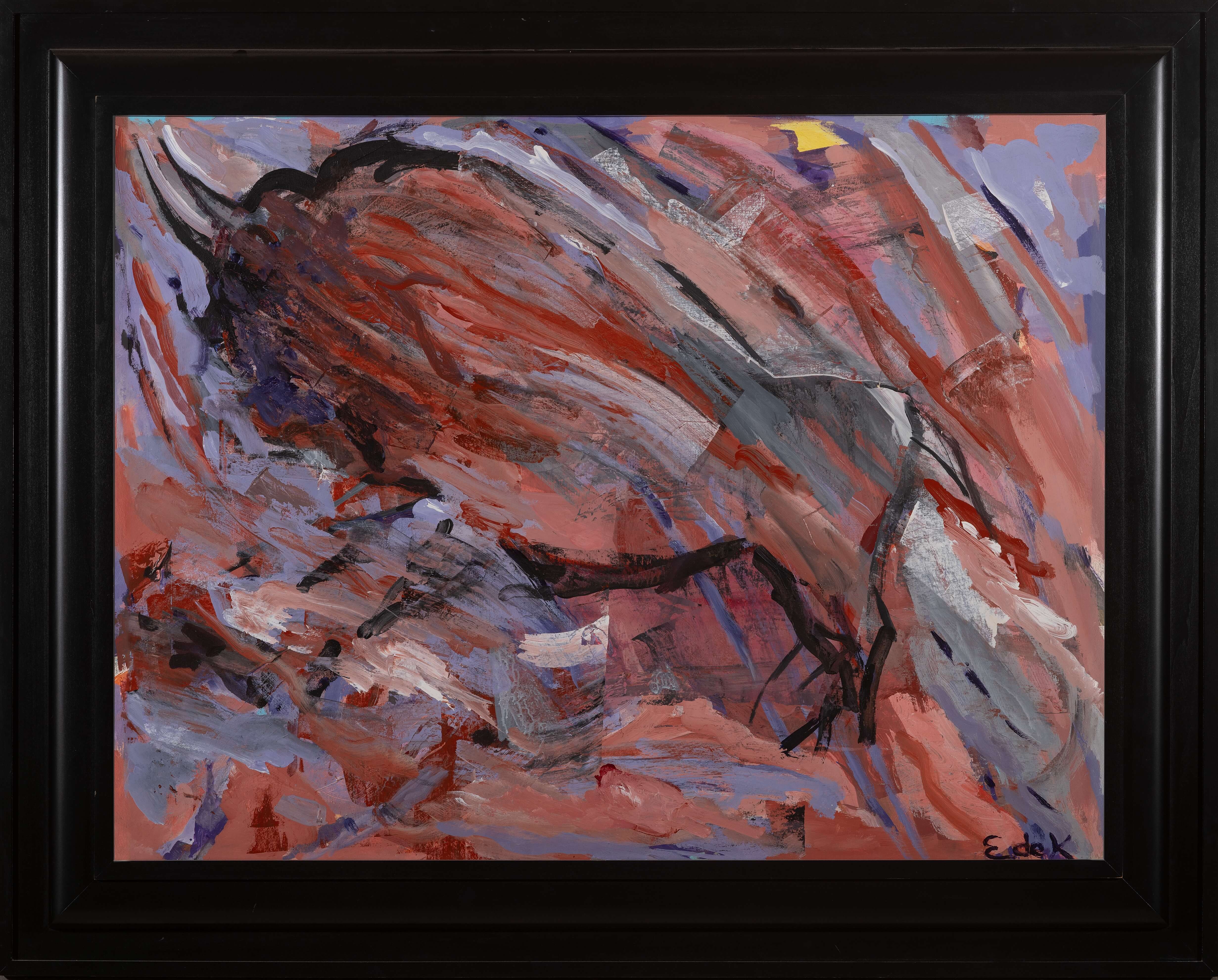 Elaine de Kooning's "Cave No. 24 Red Oxide Wall" (1984, acrylic and collage on paper) Abstract Expressionism