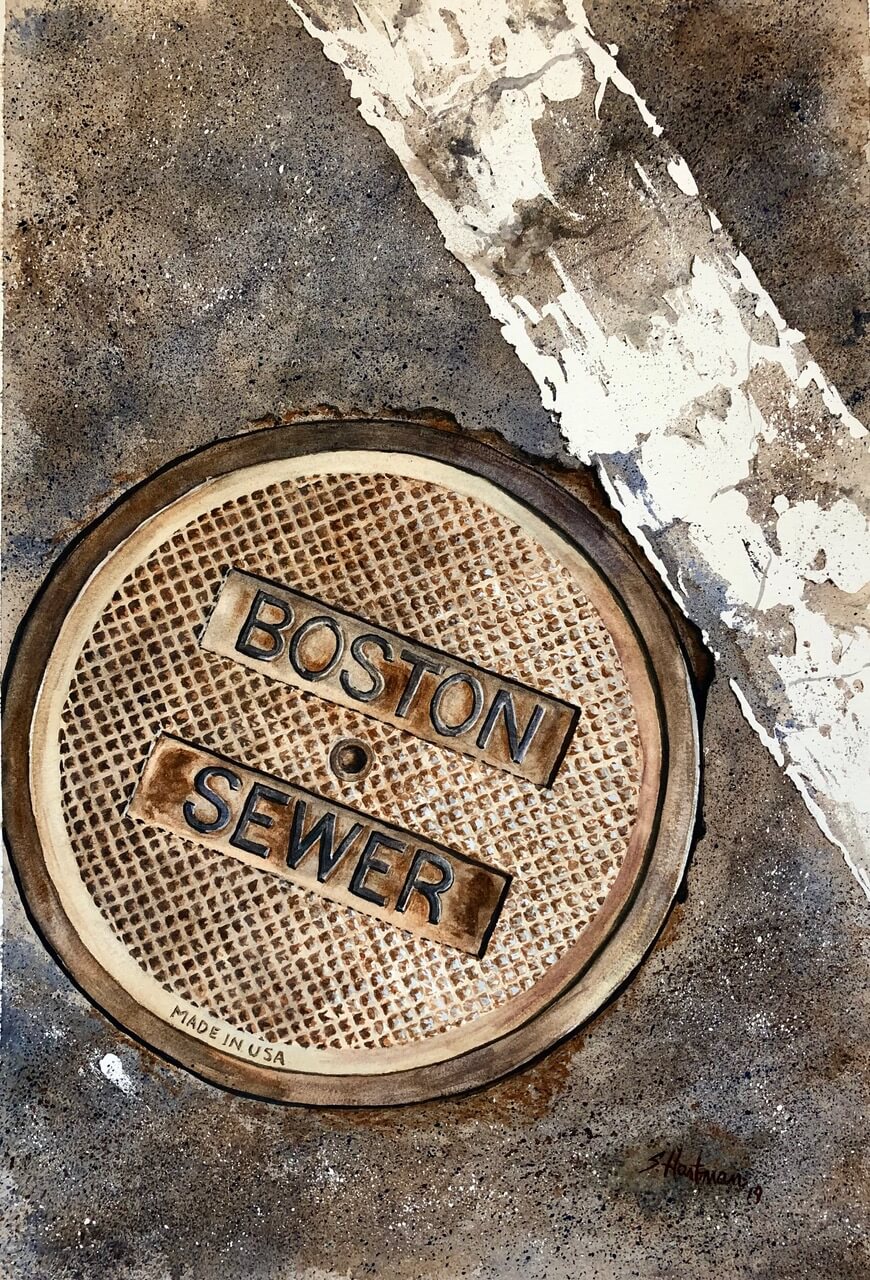 Scott Hartman's "Boston Sewer" watercolor painting