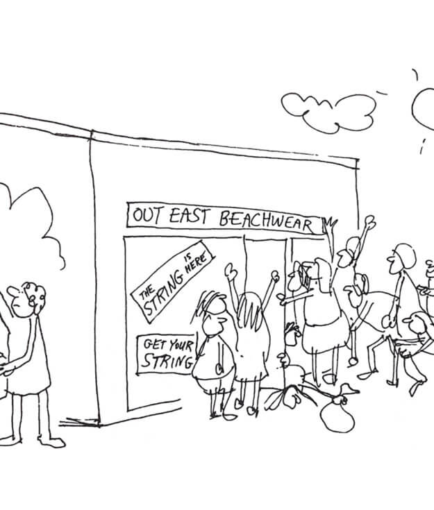 Out East Beachwear Balenciaga Cartoon by Dan Rattiner