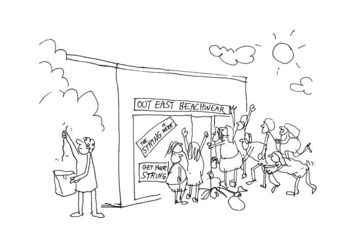 Out East Beachwear Balenciaga Cartoon by Dan Rattiner