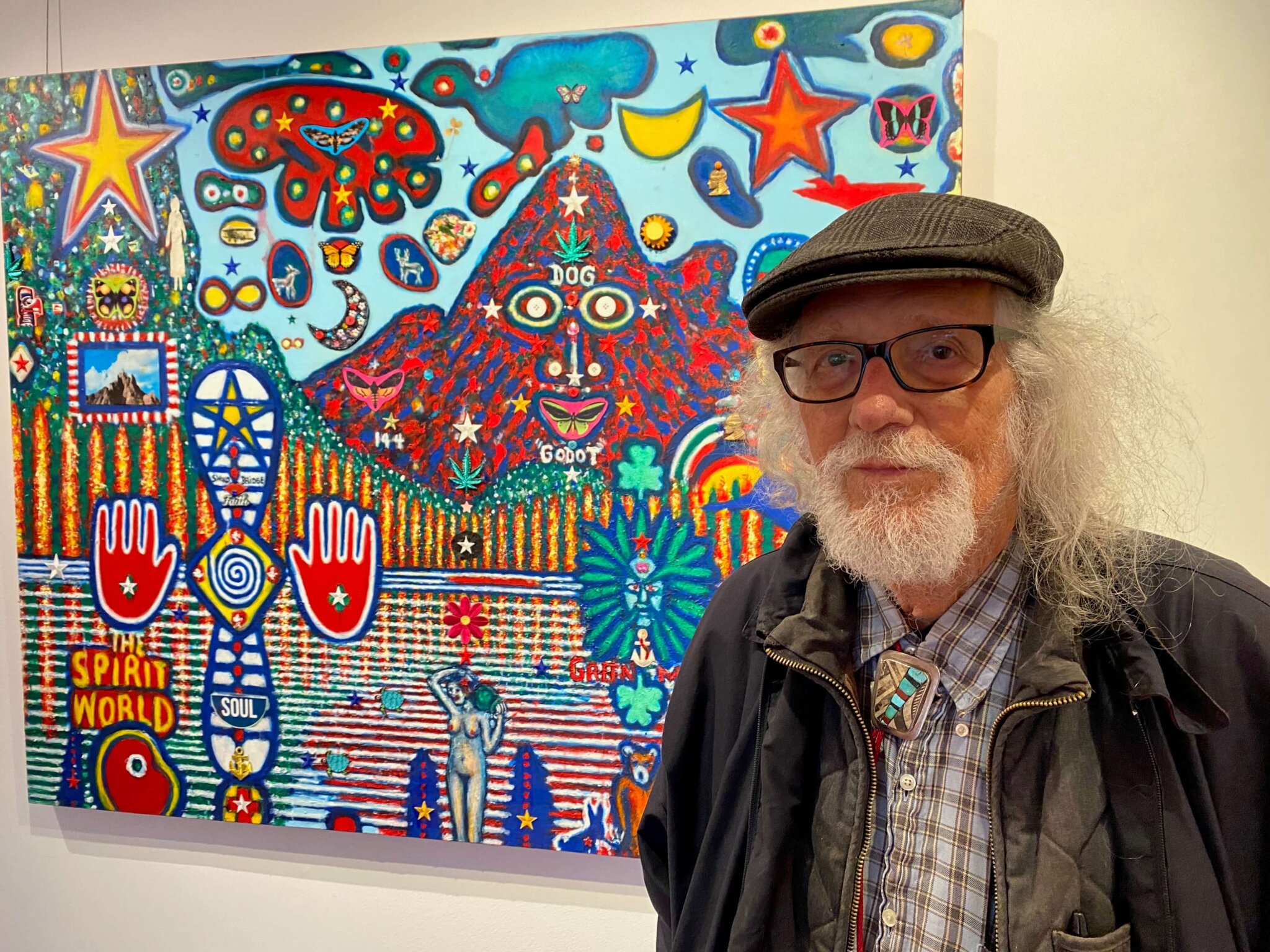 David Slater with his "Spirit World" painting at MM Fine Art