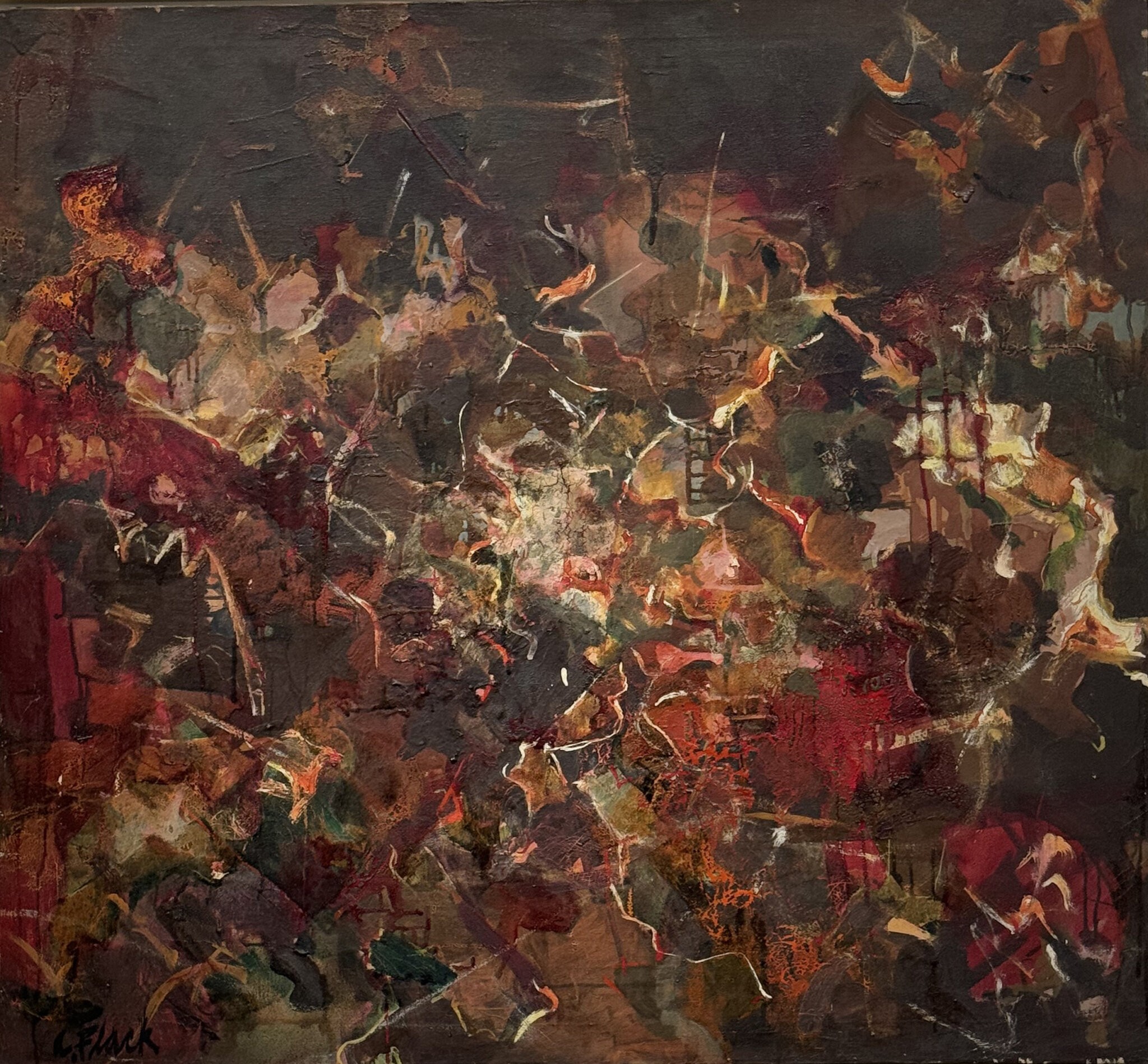 Audrey Flack's "Galaxies" (1952, oil on canvas, 40" x 42") on view at Southampton Arts Center.