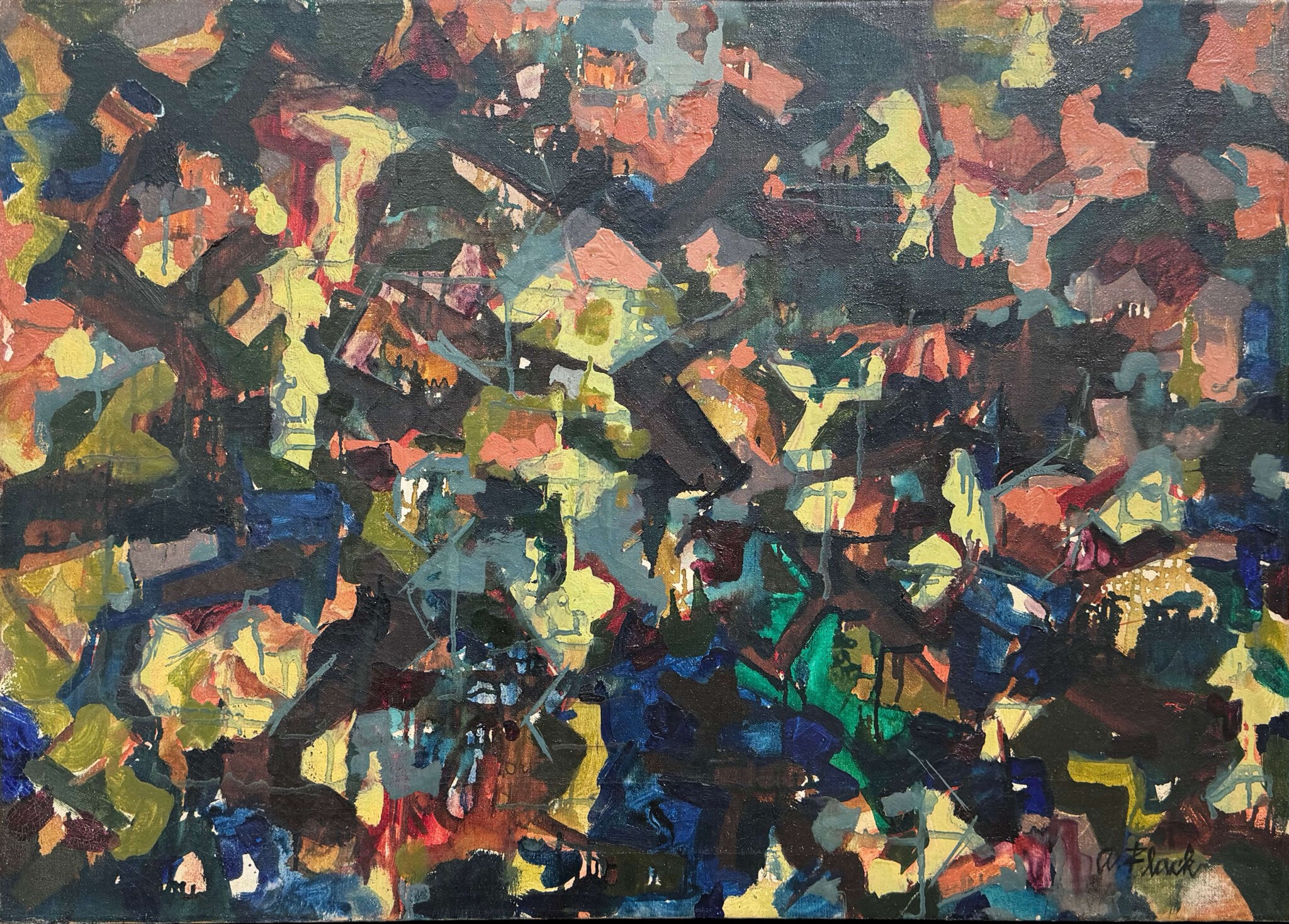 Audrey Flack's "Untitled" from Yellow Diamond series (1951, oil on canvas, 24" x 34") on view at Southampton Arts Center.
