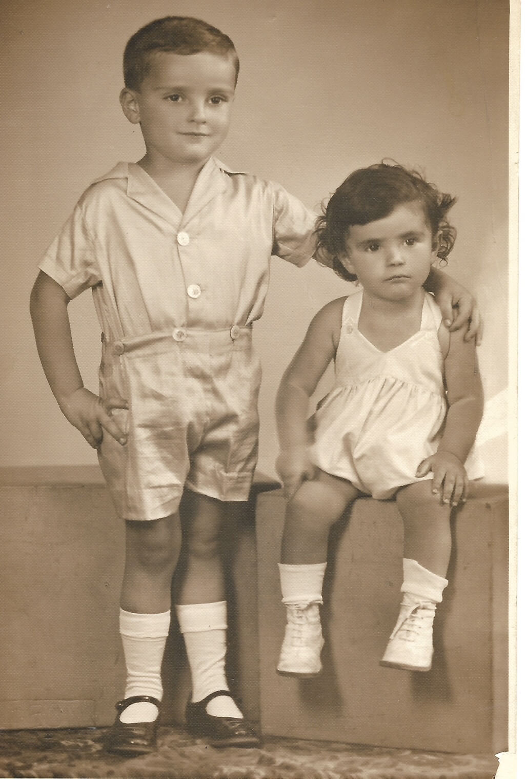 Margit, I Am Judit Holocaust survivor Judy Sleedwill and brother with arm around her