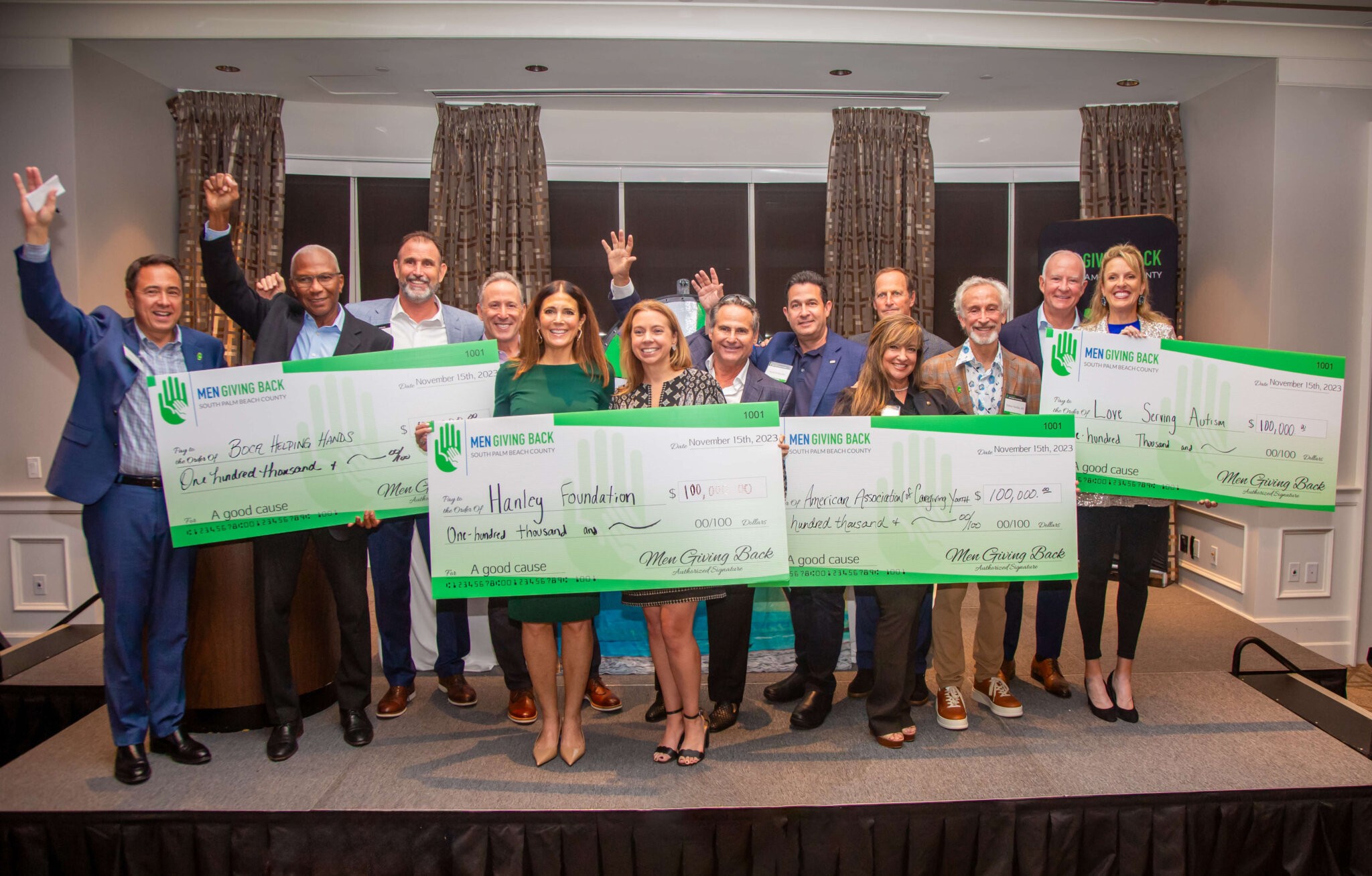 Men Giving Back donated their top Golden Grants to Boca Helping Hands, the Hanley Foundtion, American Association of Caregiving Youth, and Love Serving Autism