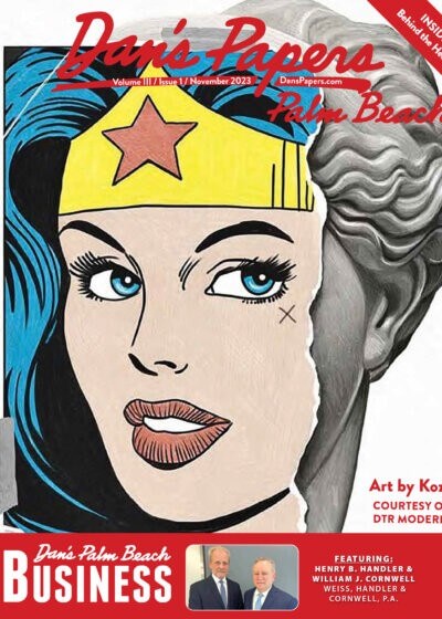 November 2023 Dan's Papers Palm Beach cover art by Kozo, Courtesy DTR Modern Galleries