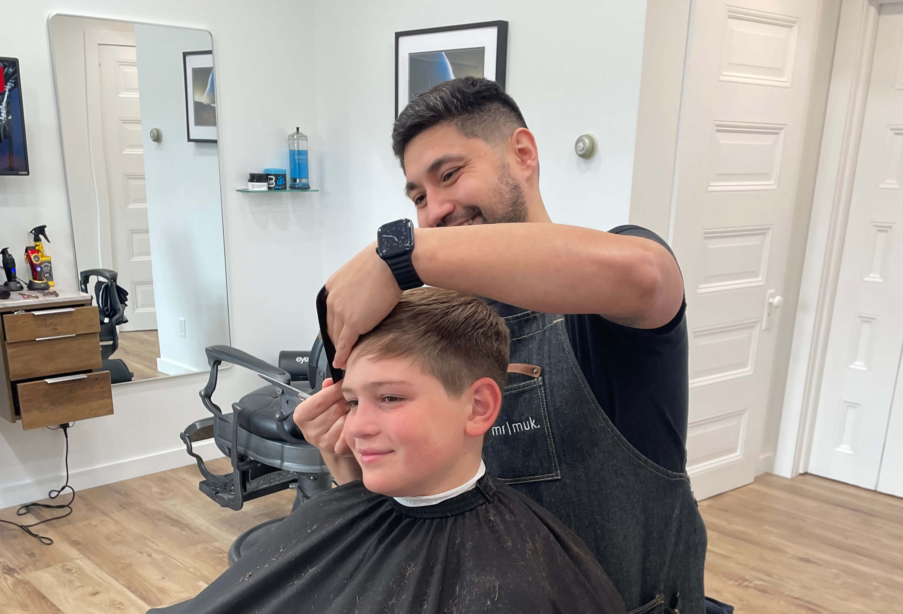 Seby Diaz at the new Hamptons Barber Lounge