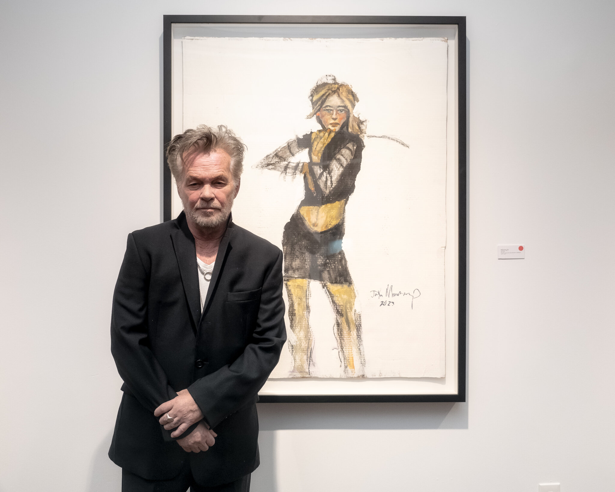 John Mellencamp with "Kiki" at the opening of his DTR Modern exhibition in NYC on Nov. 7, 2023.