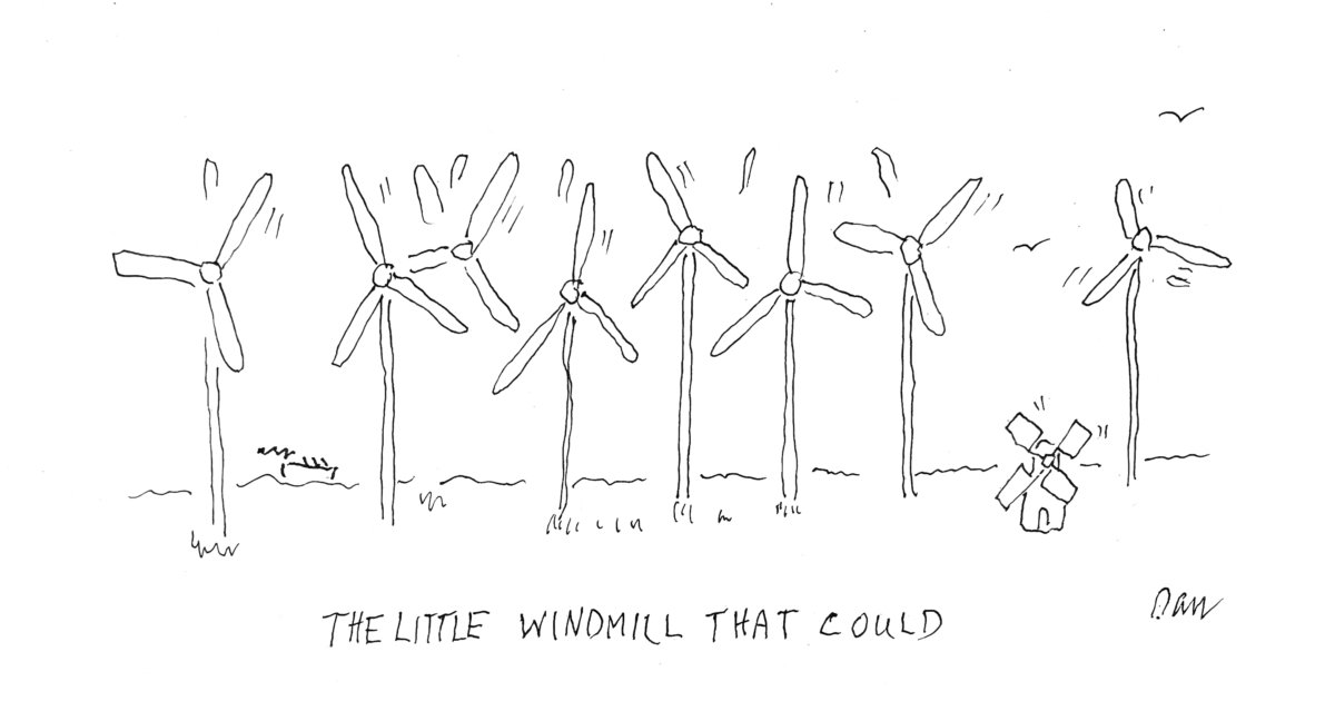 The Little Windmill That Could cartoon by Dan Rattiner