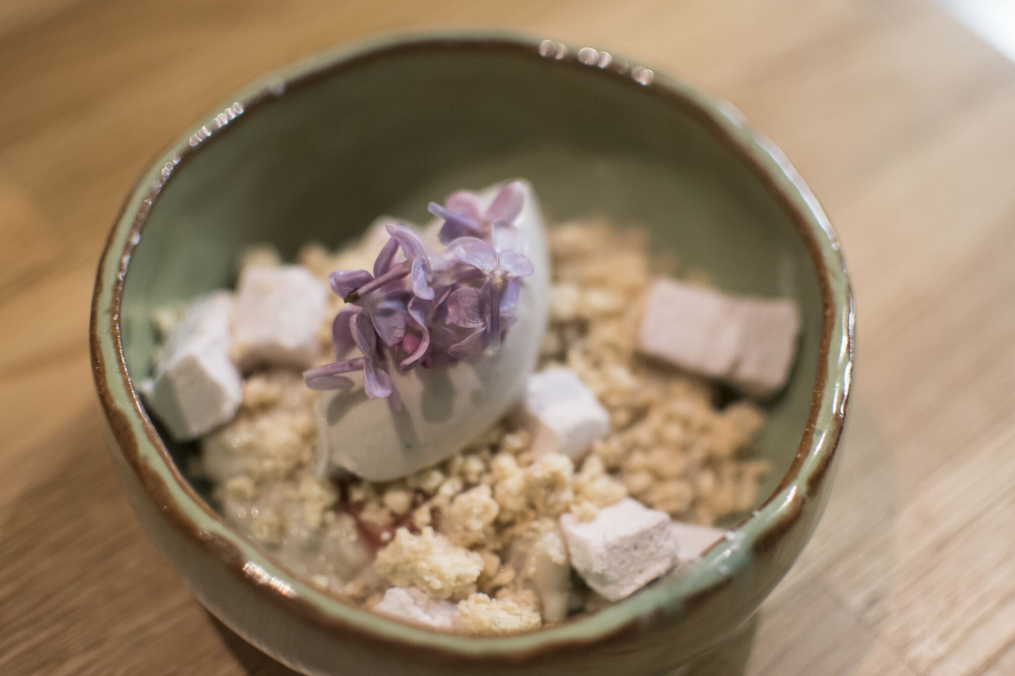 A gorgeously plated dish from the multi-course tasting menu at PAWPAW in Greenport. 