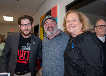 Rabbi Josh Franklin, Josh Gladstone, Cantor Debra Stein at the Concert for Israel