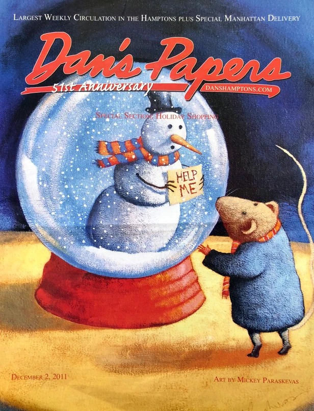 Mickey Paraskevas' snowglobe painting on the December 2, 2011 cover of Dan's Papers