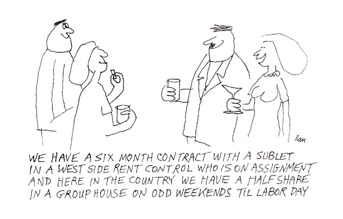 Hamptons rental contract cartoon by Dan Rattiner whites pharmacy
