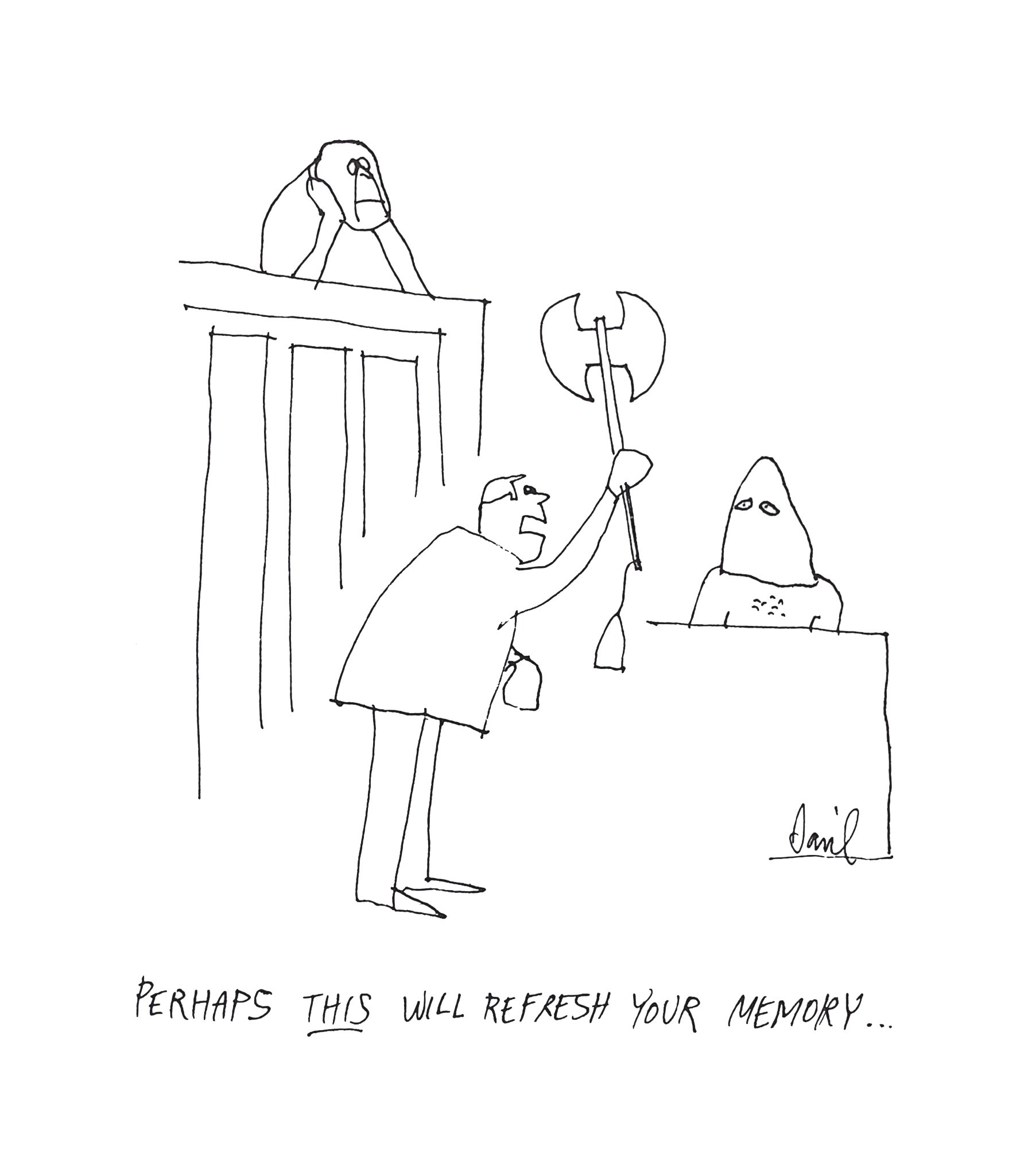Sued courtroom Cartoon by Dan Rattiner