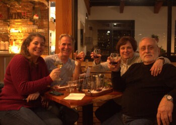 Colleen and Carl Pennica, Dennis and Susan Ruffini at Sannino Vineyard Trivia Night