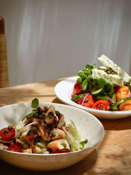 The Greek salad and octopus at Thasos