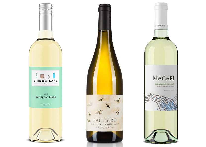 2020 Bridge Lane Sauvignon Blanc, 2019 Saltbird Cellars Migratus Sauvignon Blanc, Macari Vineyards' 2020 Katherine's Field wines