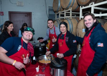 Southold FD's Mike Guanci, Matthew Daddona, JT McCarthy, Steve Isaacs at the Chili Cook-Off