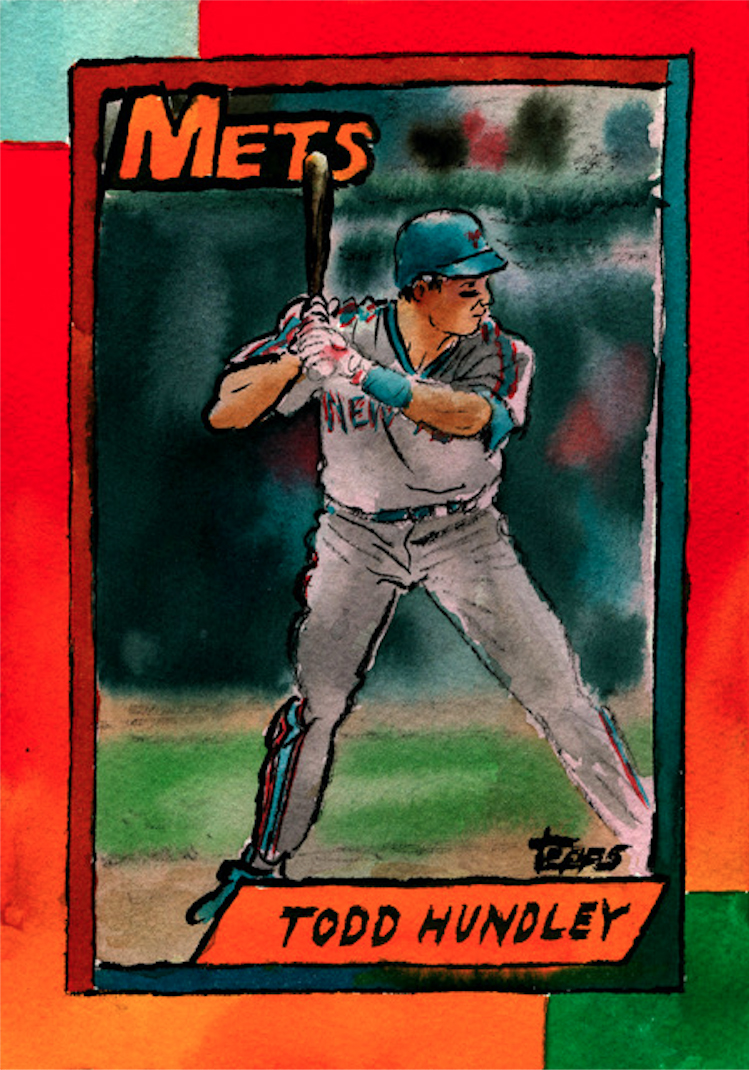 Todd Hundley Topps baseball card painted by Andy Friedman