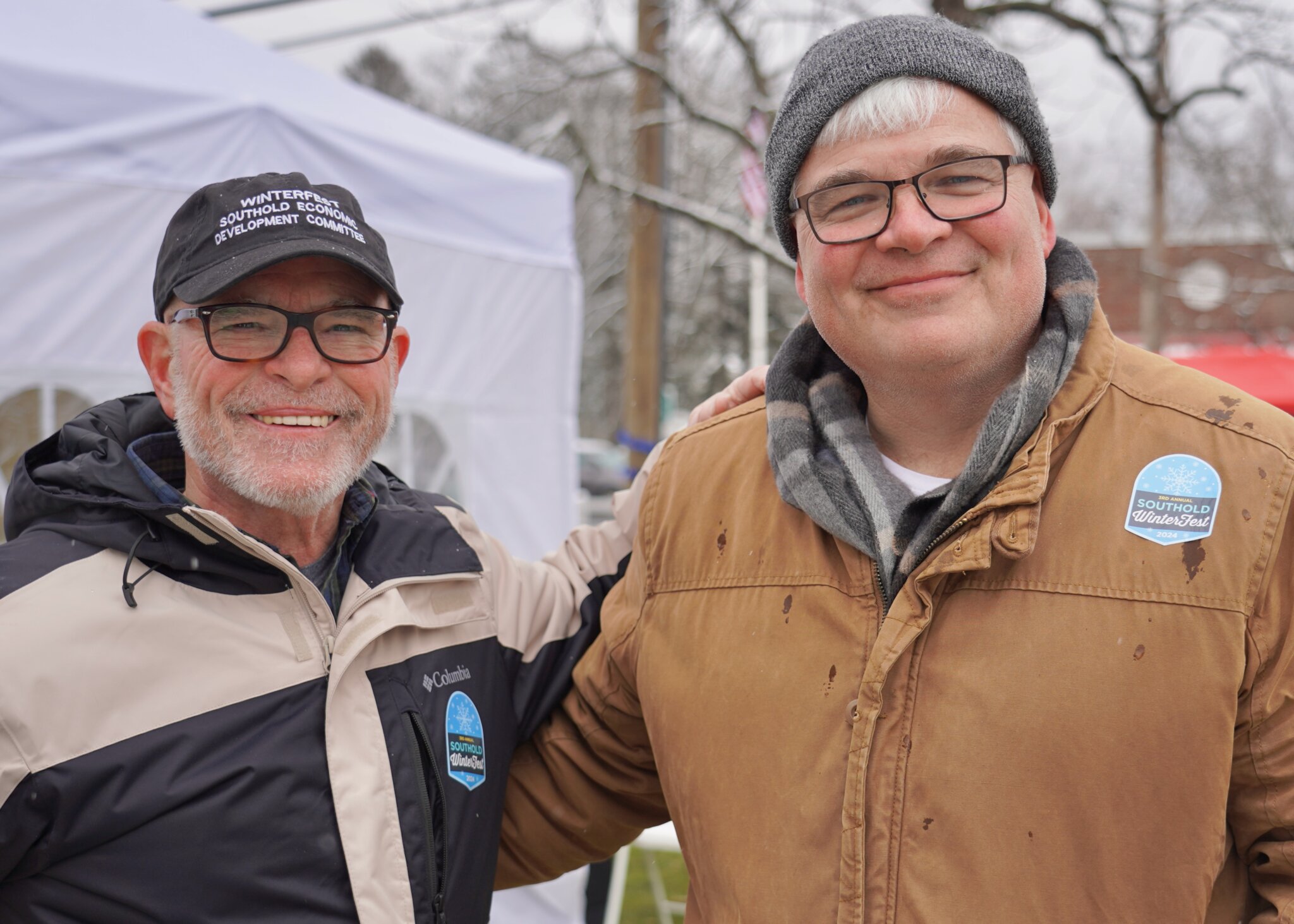 Southold Winterfest Event Organizer Brian Q. Smith, Volunteer Jerry Poole at Southold WinterFest