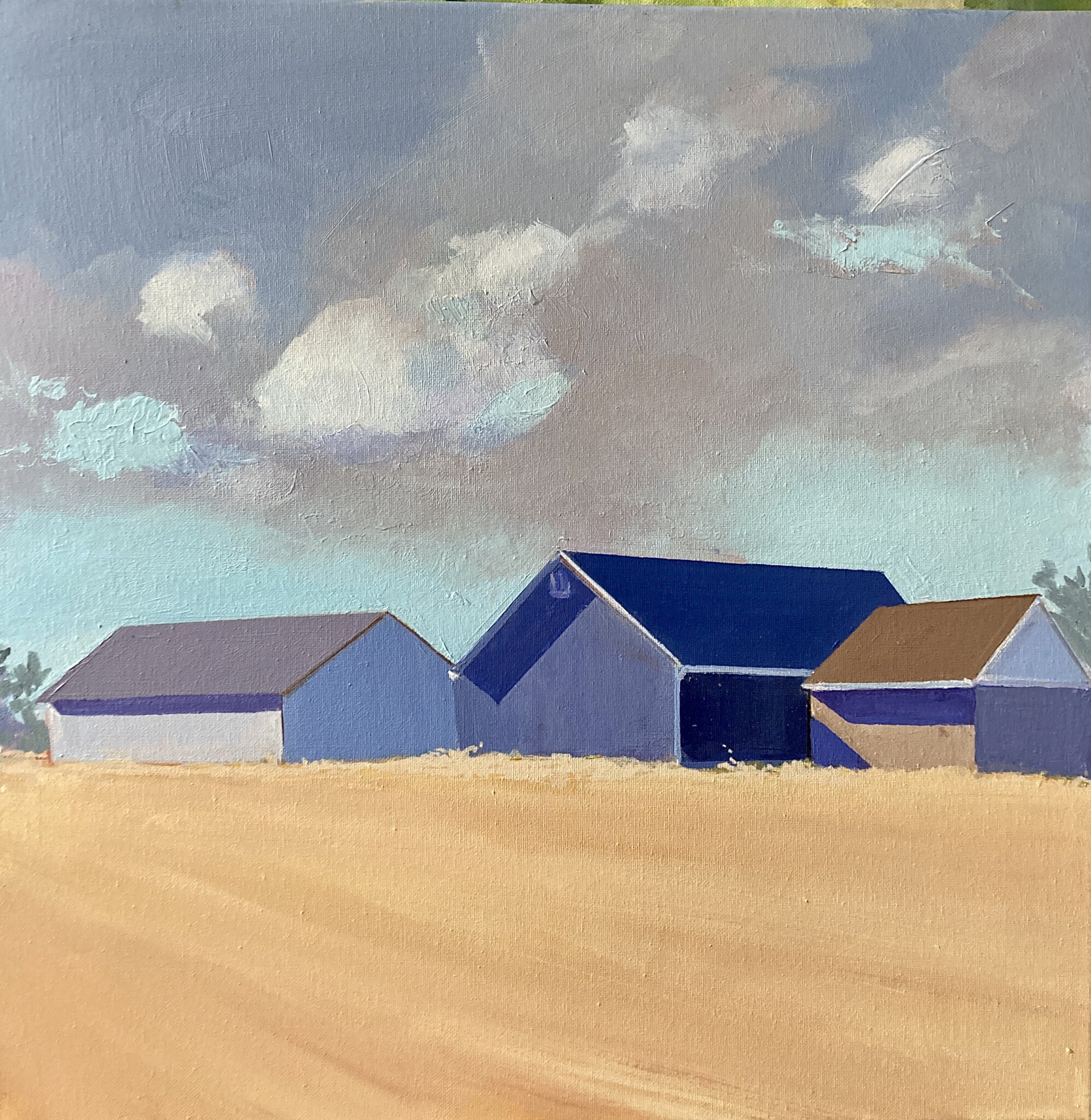 “Family Farm” (acrylic on canvas, 20" x 20") by Patricia Feiler