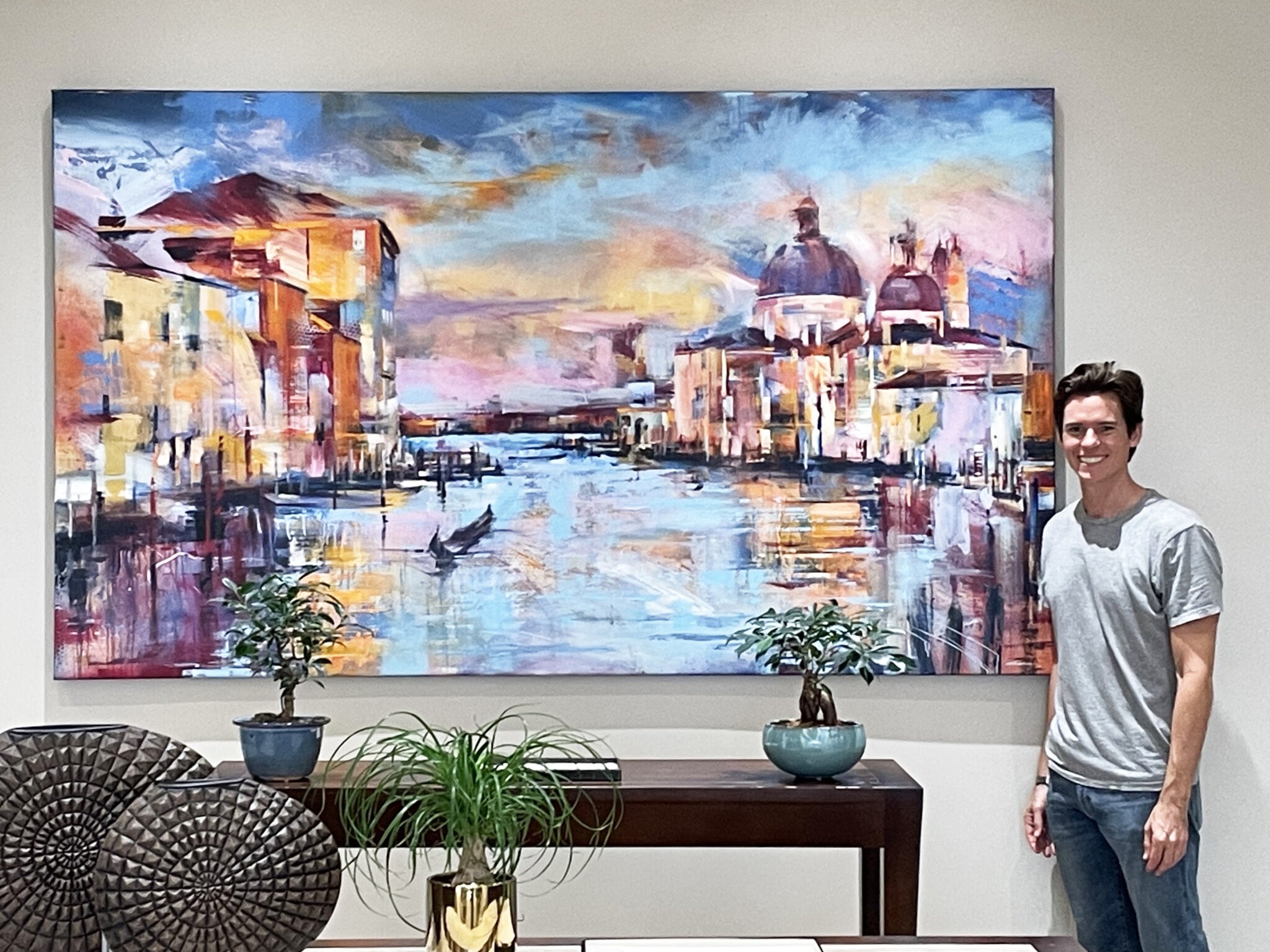 Kyle Lucks with jhis painting "Memory Venice"
