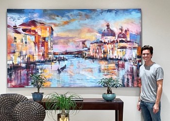 Kyle Lucks with jhis painting 