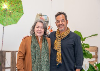 Parrish Art Exec. Dir. Monica Ramirez-Montagut, Simón Vega at the Simón Vega Show