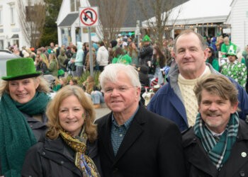Southampton Town Trustee Ann Welker, Southampton Supervisor Maria Moore, NYS Assembylman Fred Thiele, Rick Martell, Tommy John Schiavoni at Westhampton Beach St. Patrick's Day Parade