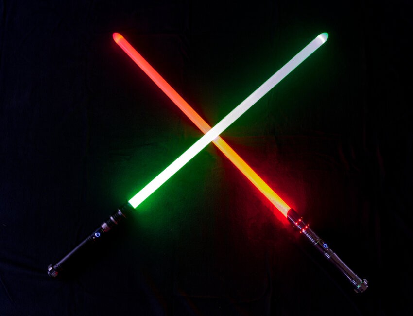 Crossed lightsabers for North Fork Star Wars events calendar