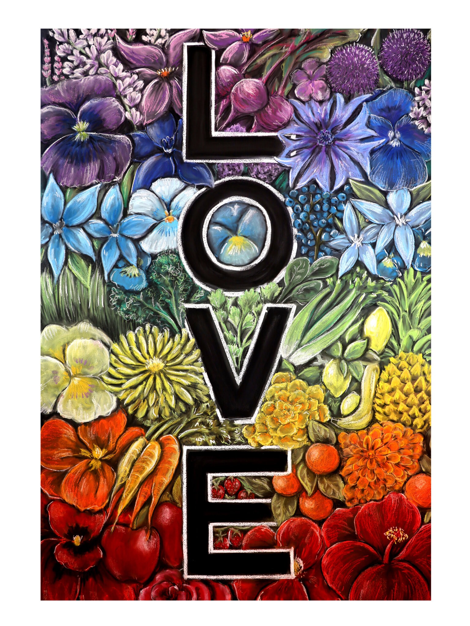 "LOVE" (chalk, 16" x 20") by Kara Hoblin