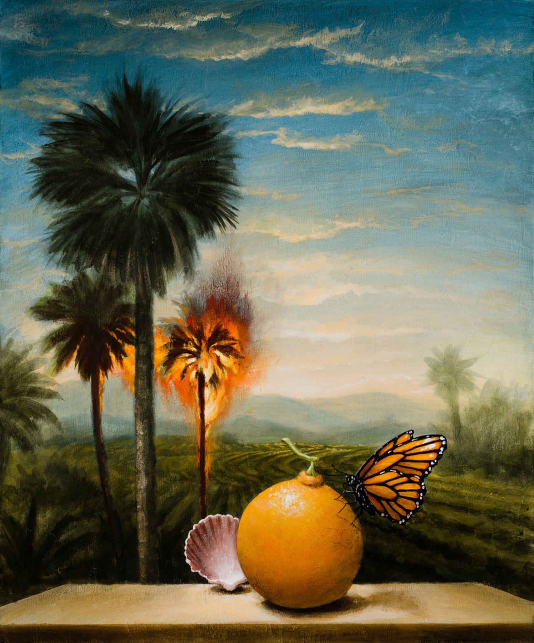 "Still-life With Sun Rise" (2024, acrylic on canvas, 24" x 20") by Kevin Sloan, available at K Contemporary