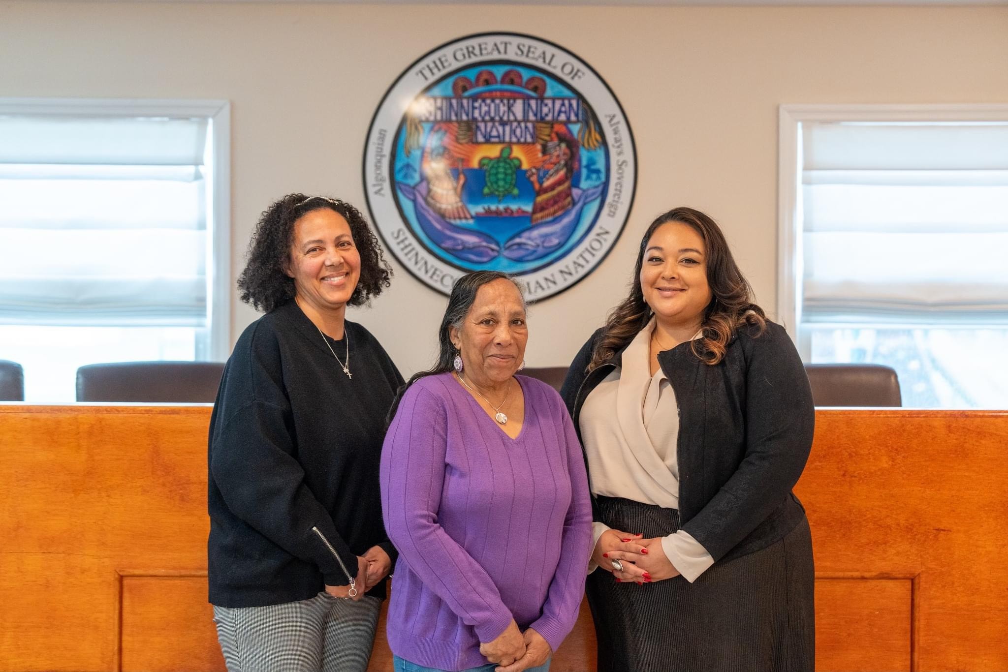 Council of Trustees Chairwoman Lisa Goree, Sunksqua Linda Franklin, and COT Secretary Bianca Collins