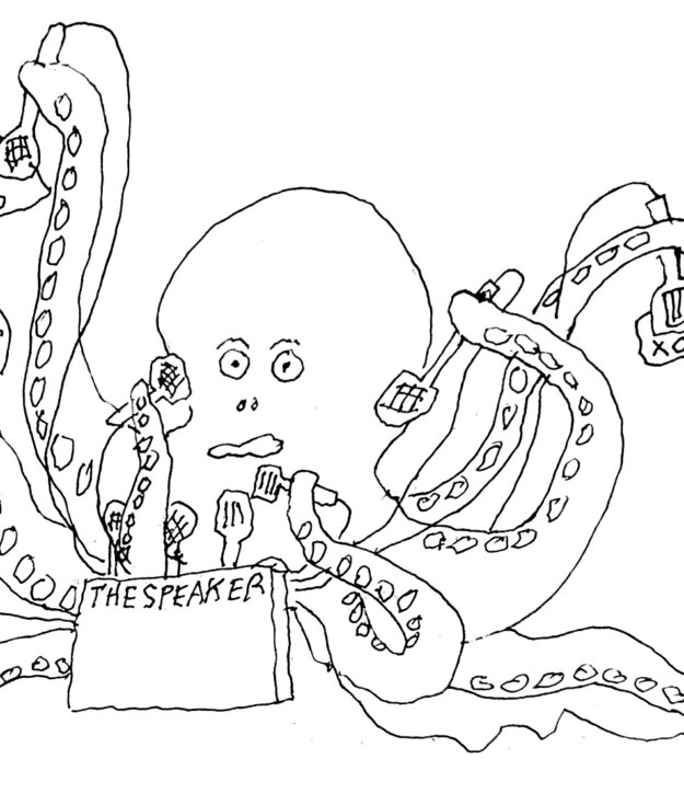 Octopus Speaker cartoon by Dan Rattiner