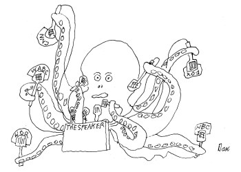 Octopus Speaker cartoon by Dan Rattiner