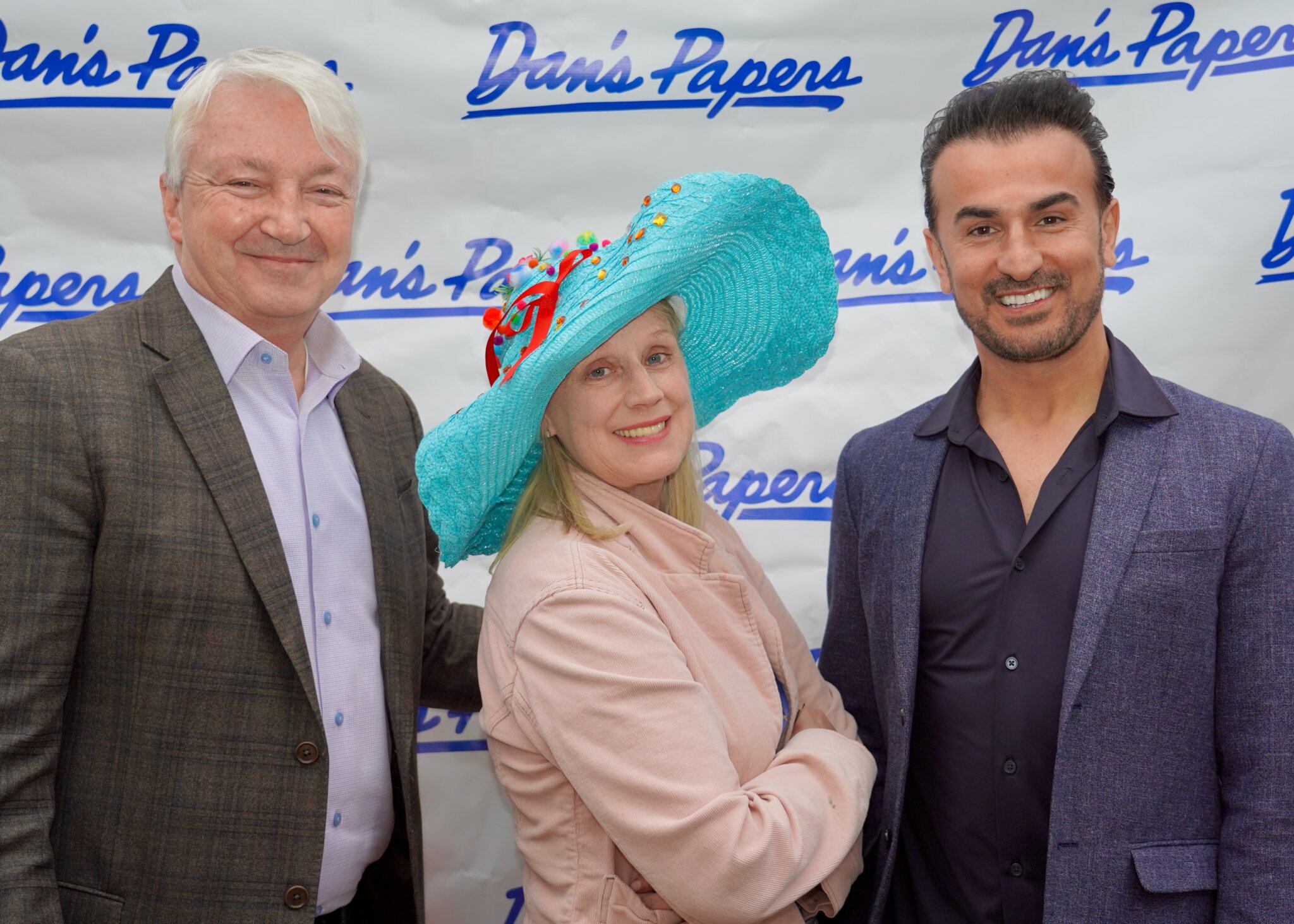 OTB Pres. & CEO Phil Boyle, Best Hat Winner Joy Pak, Blue Mar Owner Zach Erdem at the Kentucky Derby Party