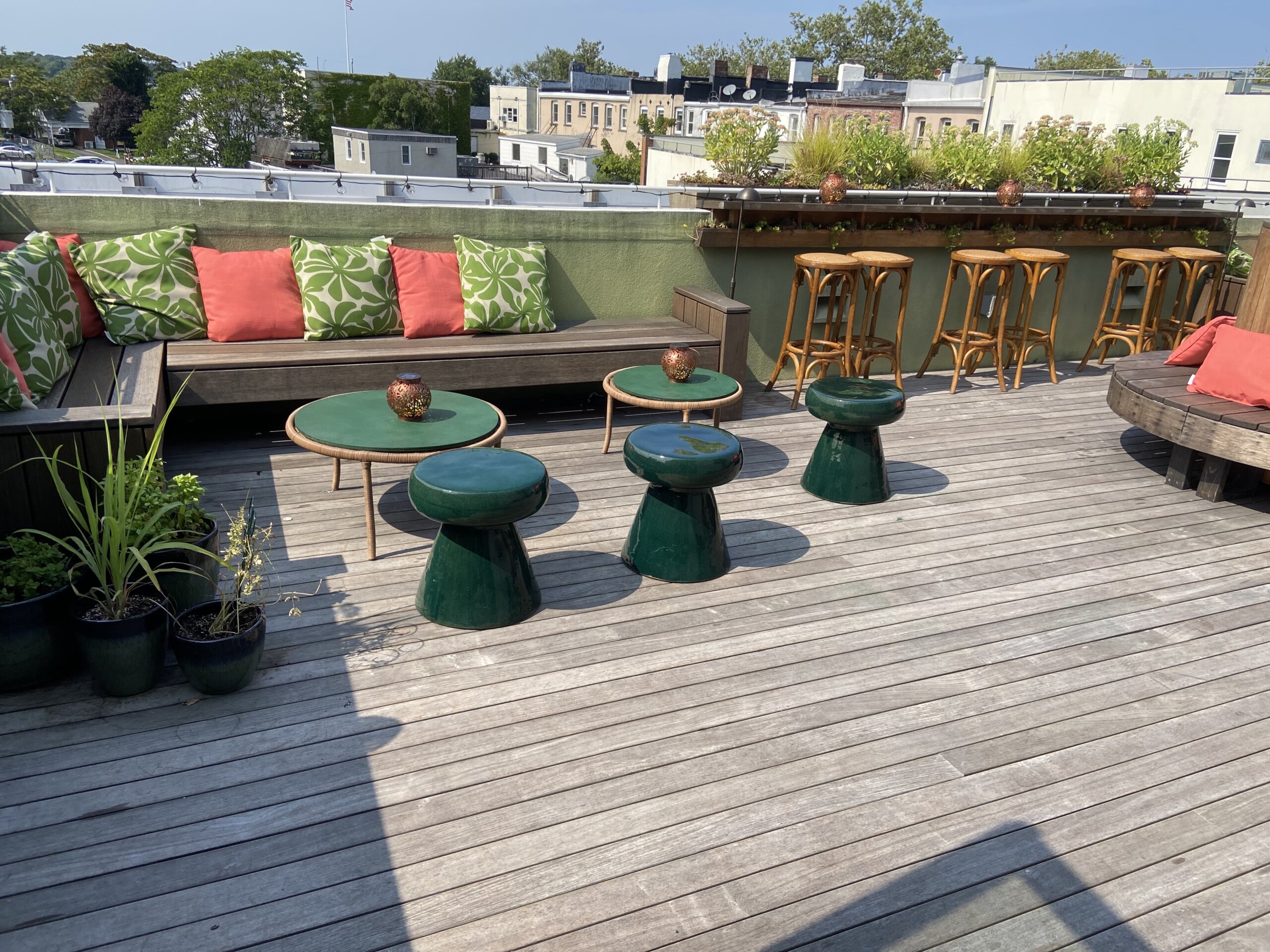 The Green Room's main outdoor lounge space atop Sag Harbor Cinema